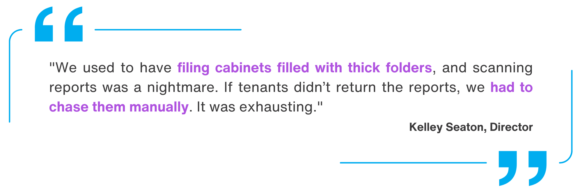 We used to have filing cabinets filled with thick folders, and scanning reports was a nightmare. If tenants didn’t return the reports, we had to chase them manually. It was exhausting. We used to have filing cabinets filled with thick folders, and scanning reports was a nightmare. If tenants didn’t return the reports, we had to chase them manually. It was exhausting.